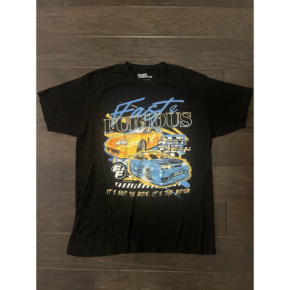 Fast & Furious Graphic T-Shirt Mens Large Black Supra Skyline Racing Movie Tee
